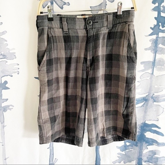 Vintage Ocean Pacific Shorts Black Plaid Size 28 - Picture 1 of 7